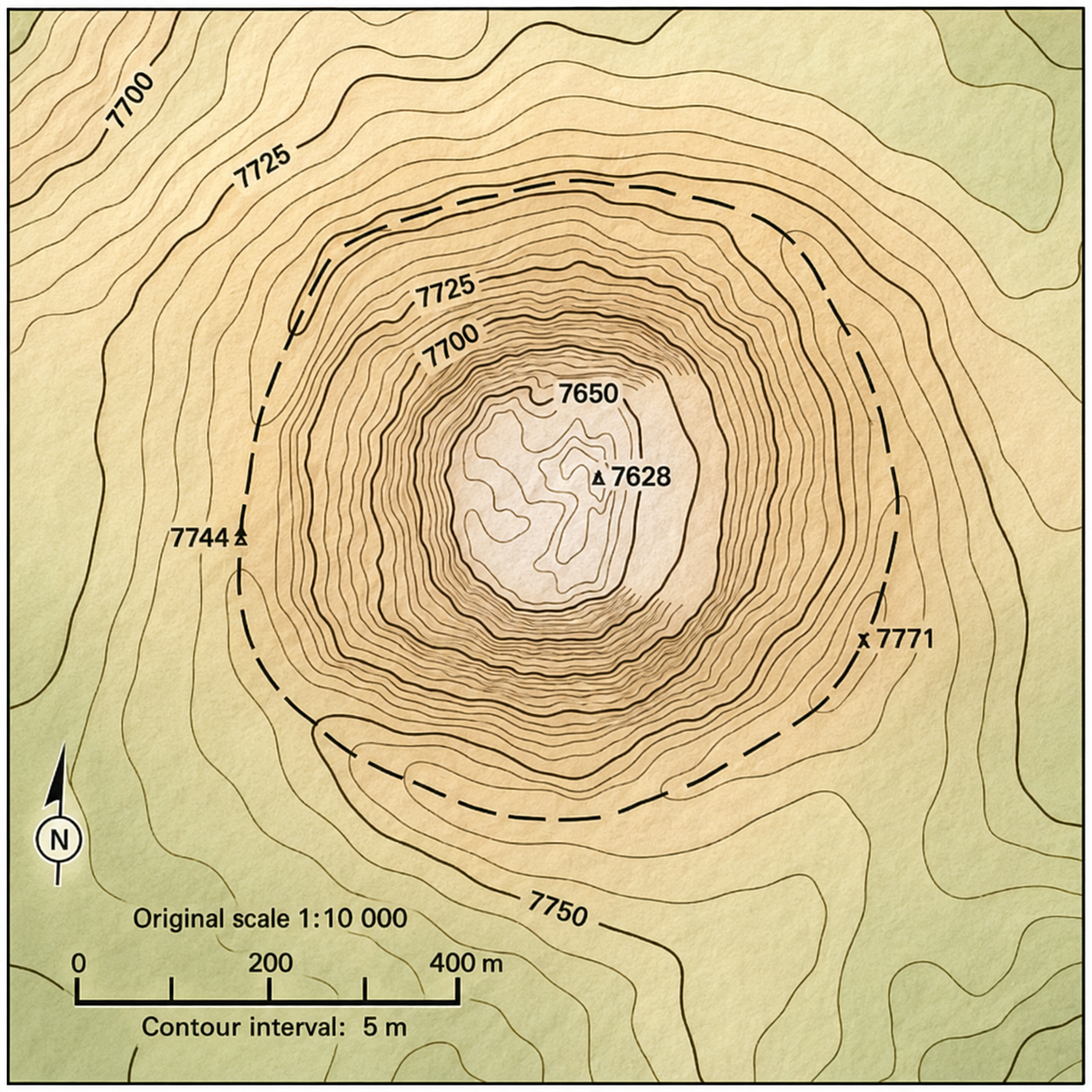 Ejemplo de mapa topográfico con curvas de nivel realizado en QGIS