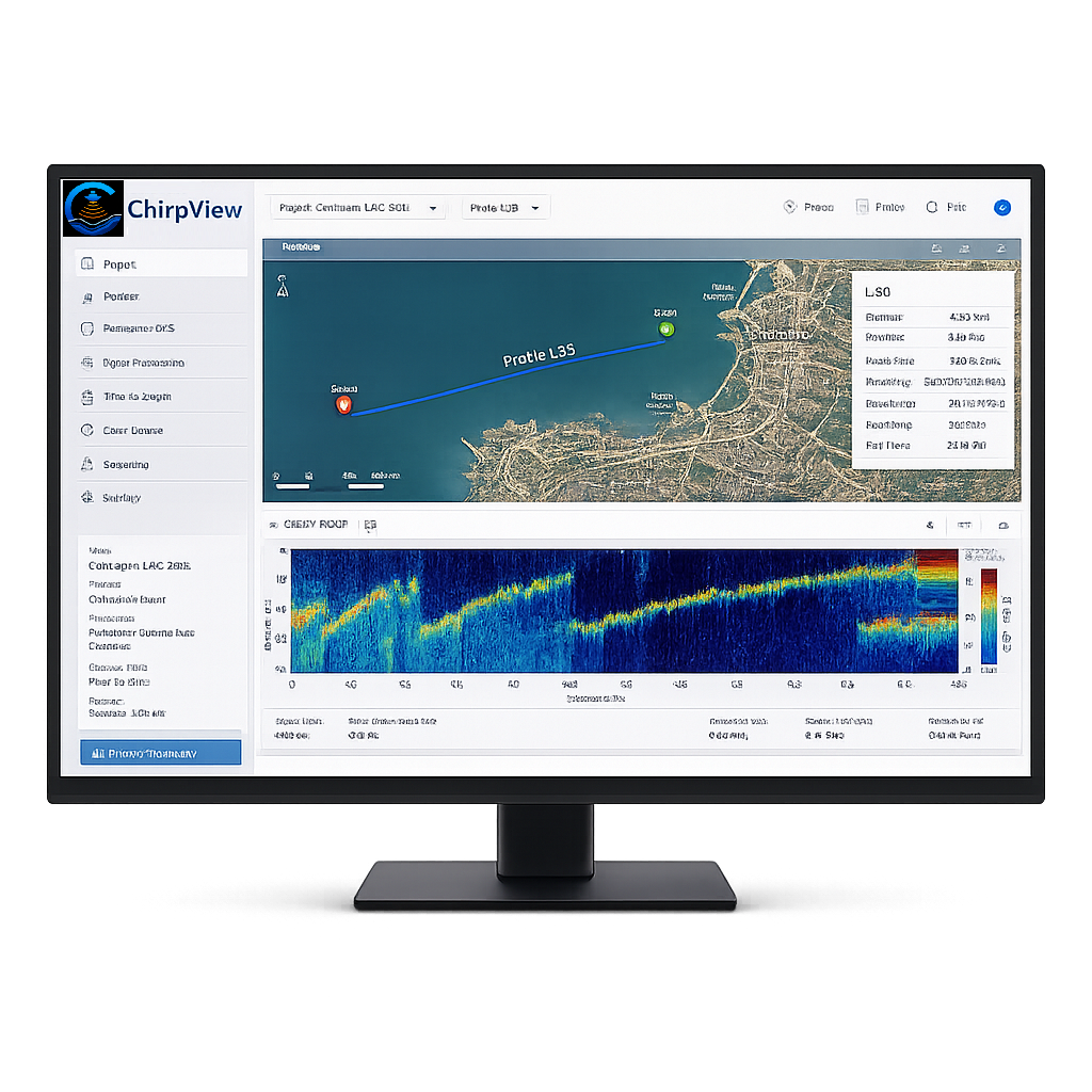 Perfil sísmico submarino procesado mediante ChirpView